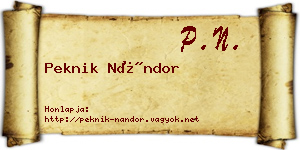 Peknik Nándor névjegykártya